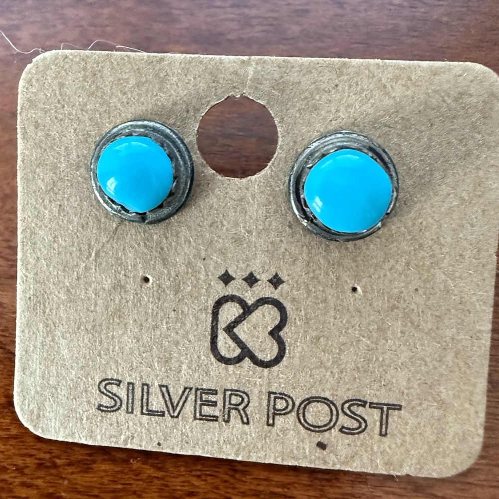 Silver and turquoise stud earrings